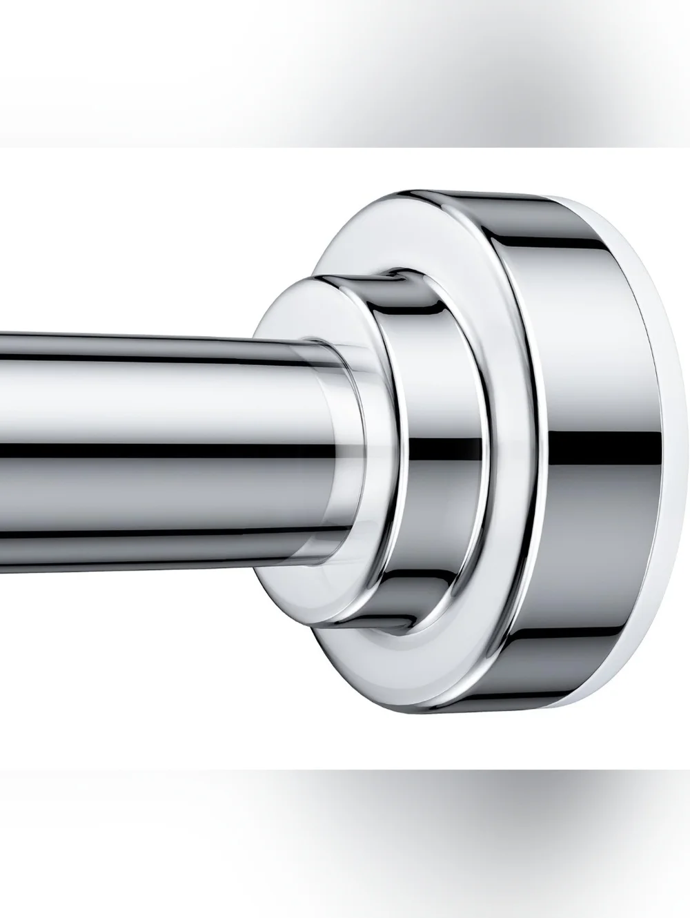 NIB Chrome Shower Curtain Spring Tension Rod with Modern Round Mount 32